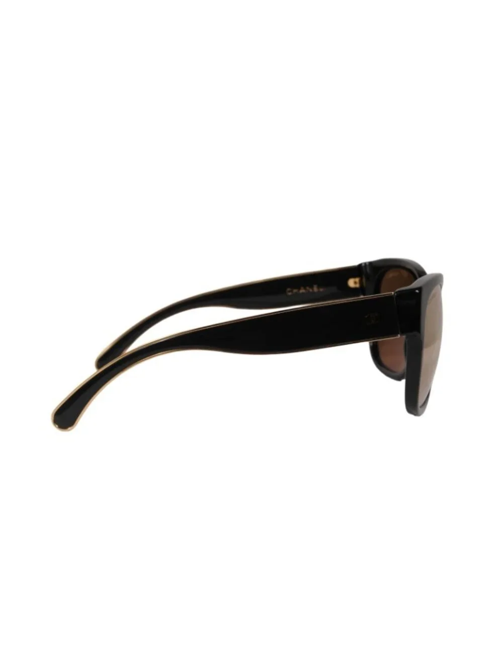 Chanel Womens Mirrored CC Logo Sunglasses 5270 Black Gold Gold Round Oval